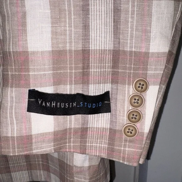 *NWT* Van Heusen Men's Checkered Blazer in Brown and Cream - sz48L (P23)